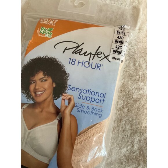 Playtex 18 Hour Sensational Support Wireless Bra 20/27 Beige 42C - Picture 6 of 7